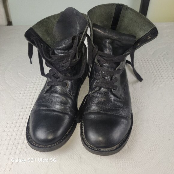 Bed Stu boots leather Cobbler Series men's US size 10 extra long tongue flap blk - Picture 5 of 8